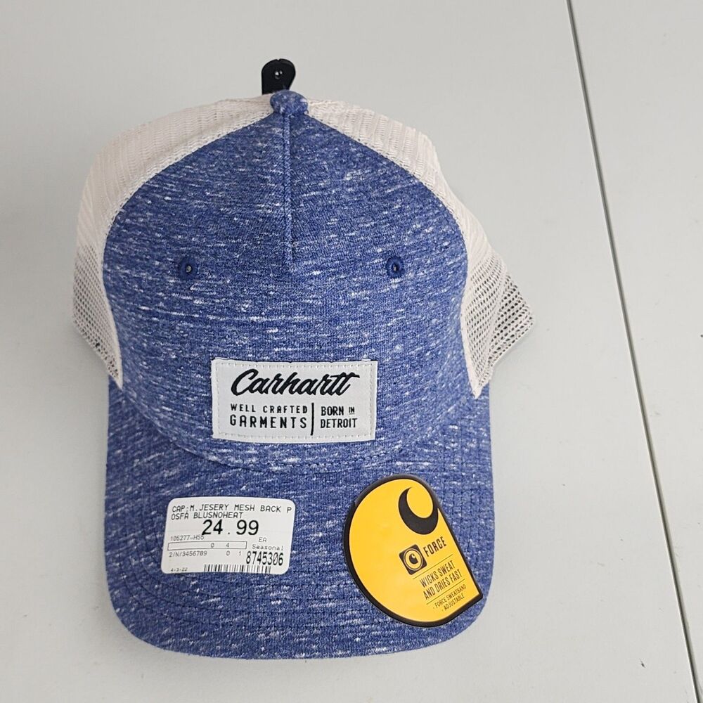 CARHARTT HAT/CAP FORCE WICKS SWEAT ONE SIZE AH5277 MENS BLUE WHITE CANVAS / MESH